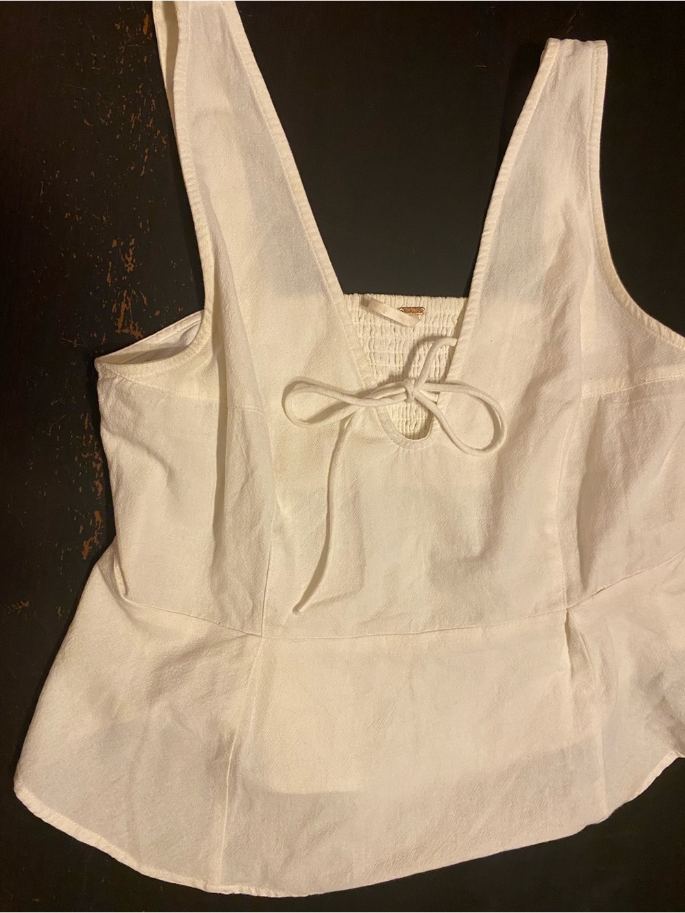 Free People Cream Tie-Front Linen-Blend Tank